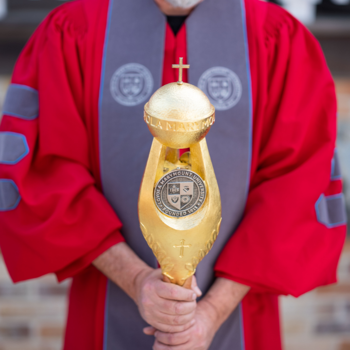 A close up image of the university mace.